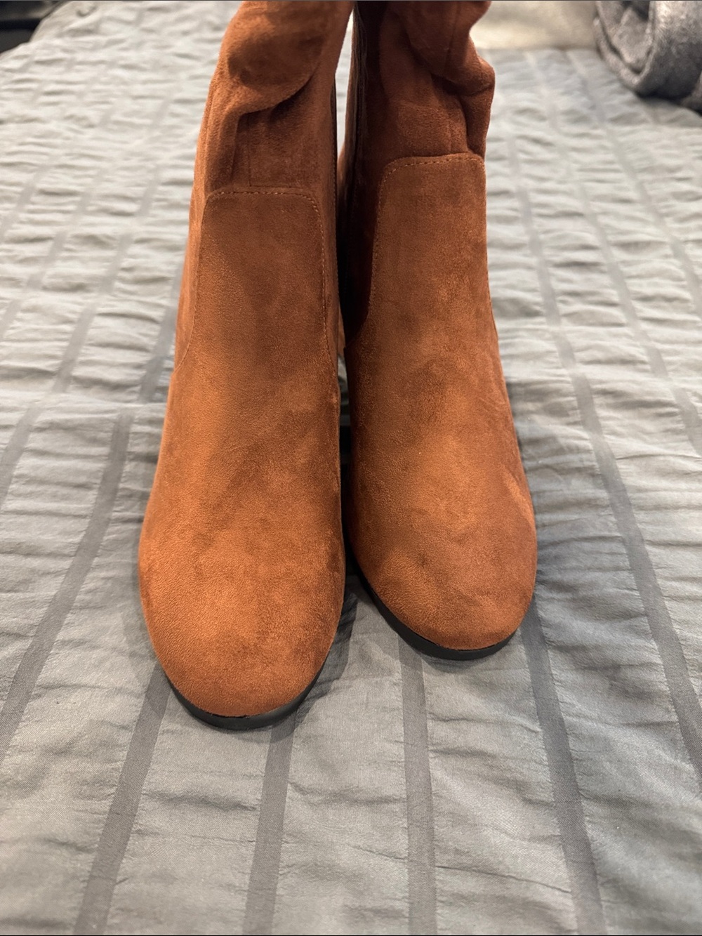 Over-the-Knee Suede Boots in Rust/Brown - Picture 3 of 4